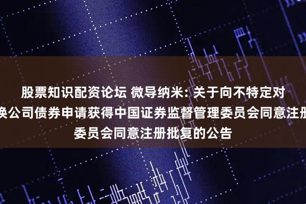 股票知识配资论坛 微导纳米: 关于向不特定对象发行可转换公司债券申请获得中国证券监督管理委员会同意注册批复的公告